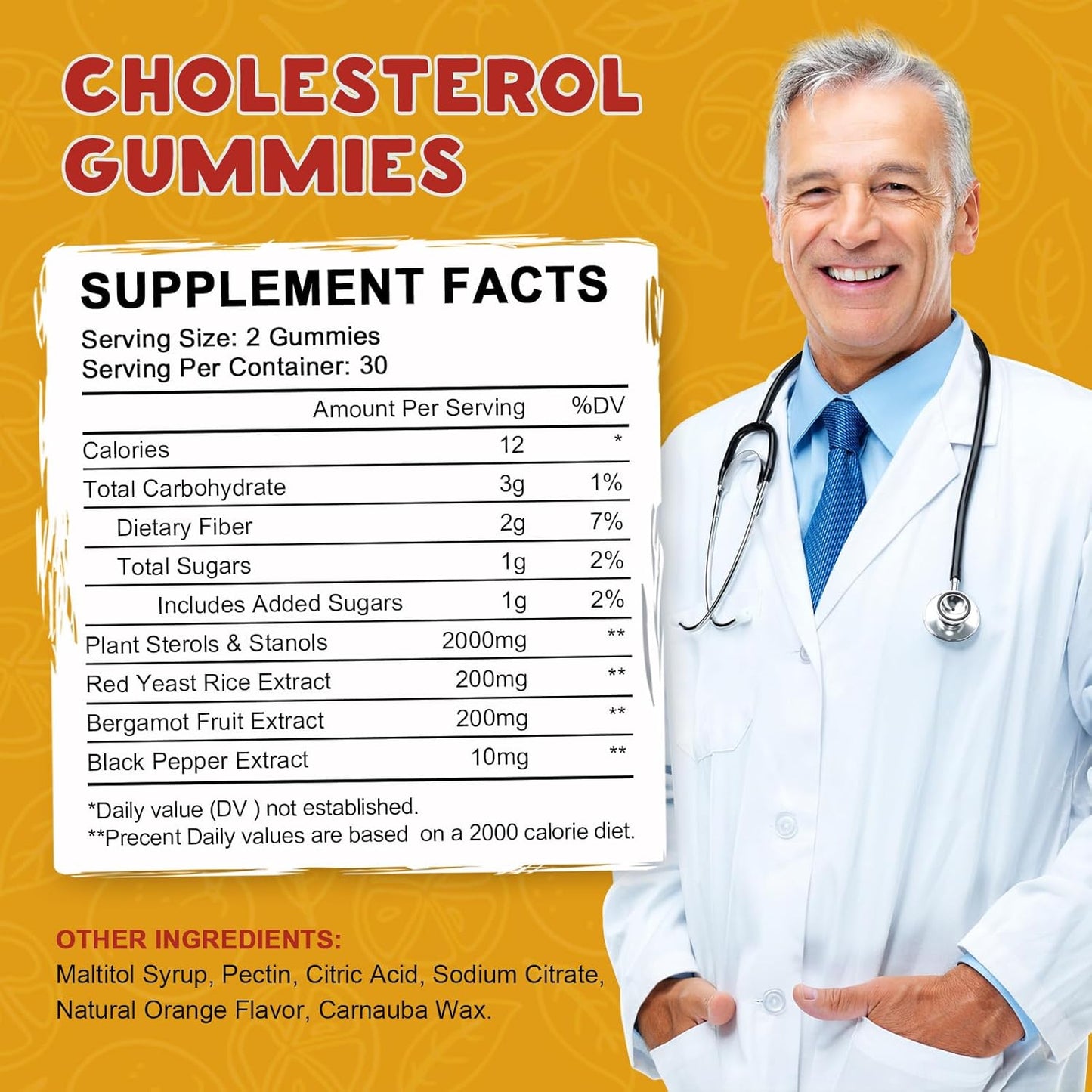 Cholesterol Support Gummies with Plant Sterols, Red Yeast Rice and Citrus Bergamot (2 Pack) - görsel 7