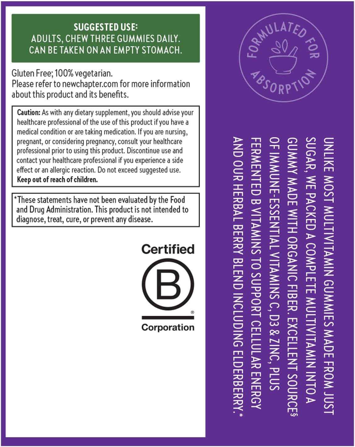 New Chapter Women's Multivitamin Gummies - 59% Less Sugar, Berry-Citrus, 75 Gummies – Image 8