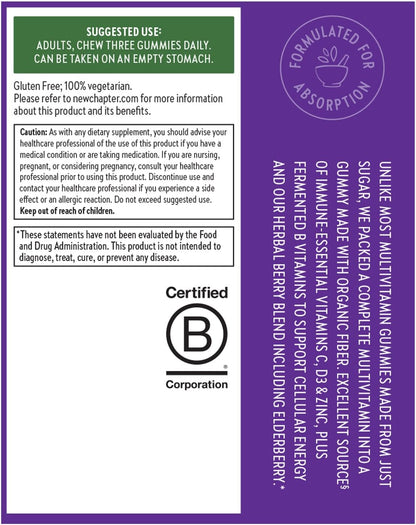 New Chapter Women's Multivitamin Gummies - 59% Less Sugar, Berry-Citrus, 75 Gummies – Image 8