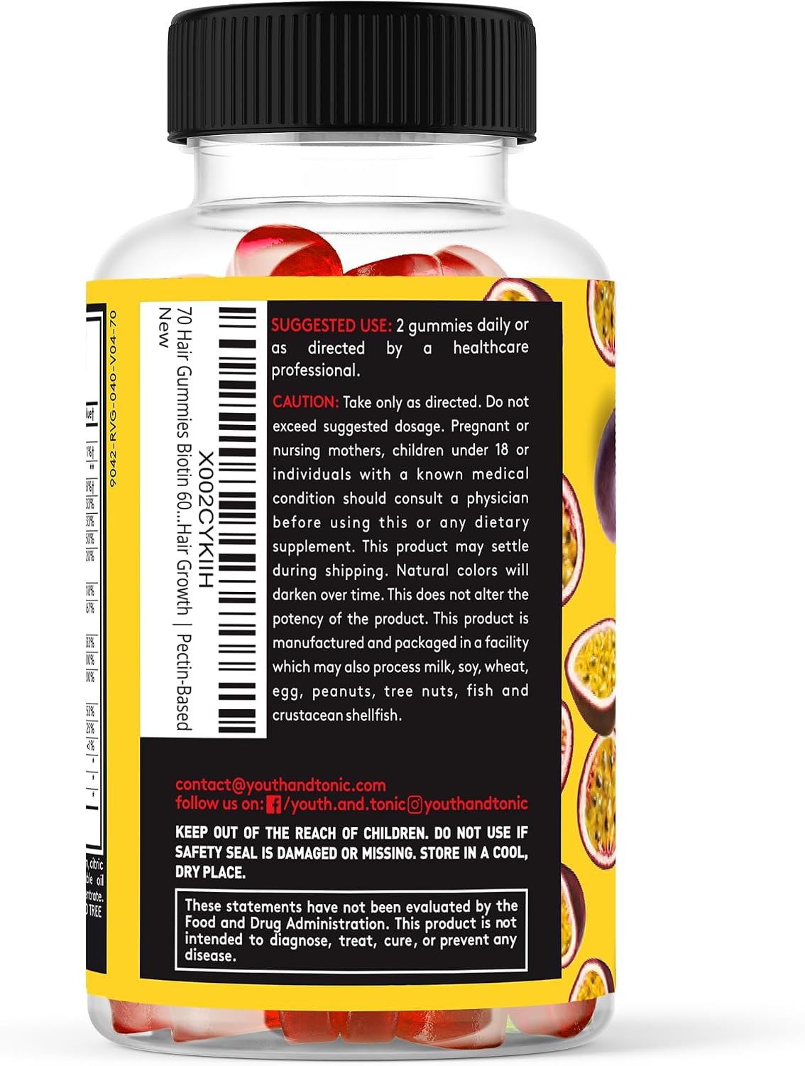 Youth & Tonic Biotin 6000mcg Hair Gummies with Collagen & Multivitamins - 70 Gummy Sweets - görsel 8