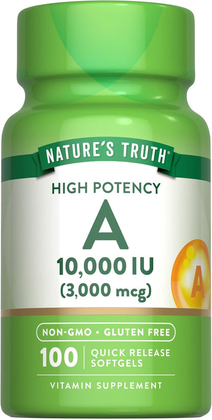 Nature's Truth Vitamin A 10,000 IU Softgels – 100 Count