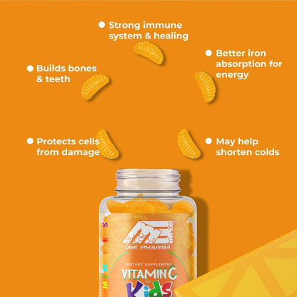 MB One Pharma Kids Vitamin C Gummies – Natural Orange Flavour (30-Day Supply)