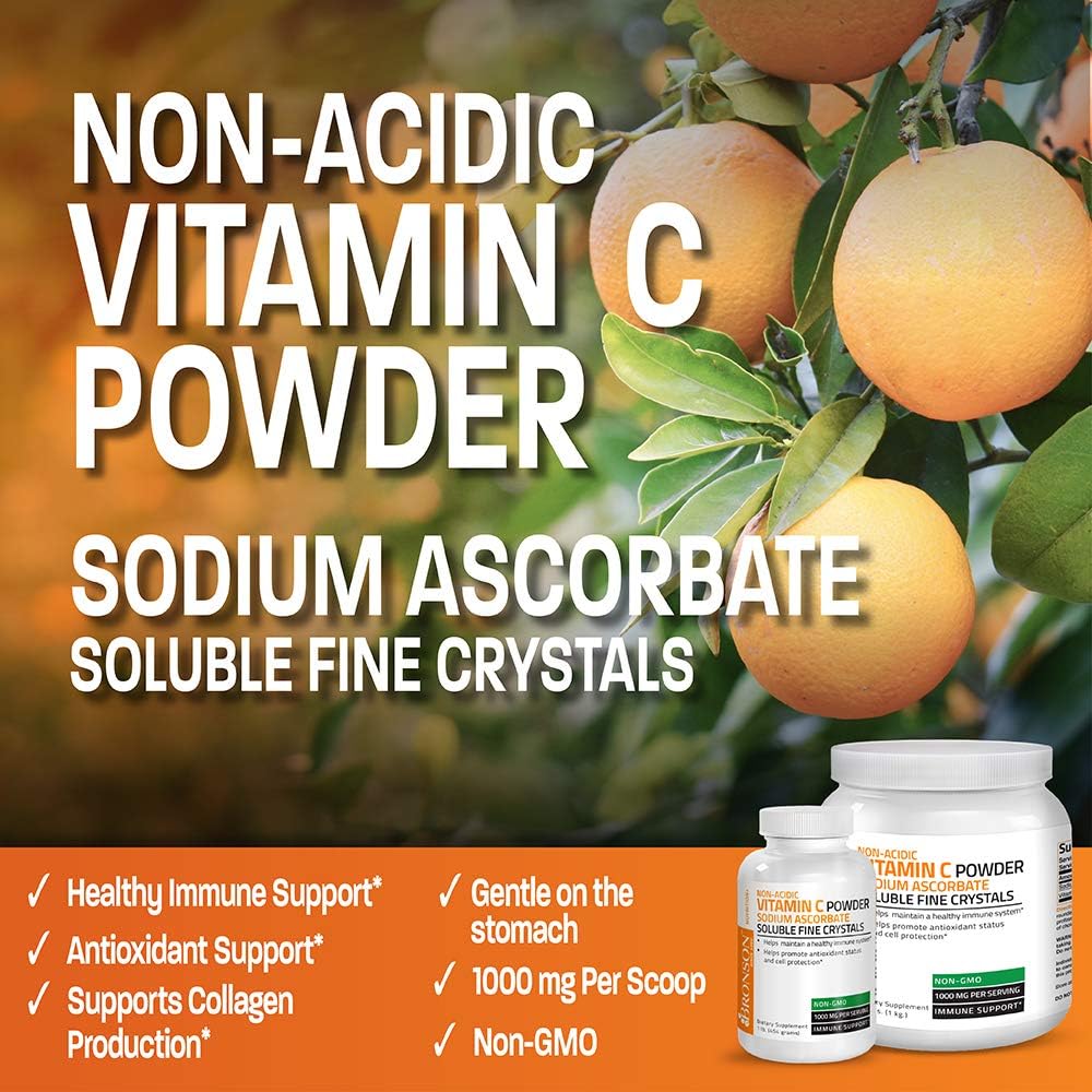 Bronson Non-Acidic Vitamin C Powder - Sodium Ascorbate, 454 g - görsel 3