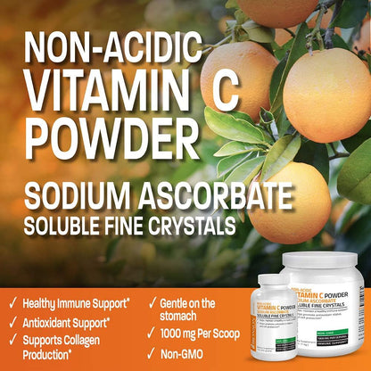 Bronson Non Acidic Vitamin C Powder – Sodium Ascorbate, Non-GMO, 1 kg