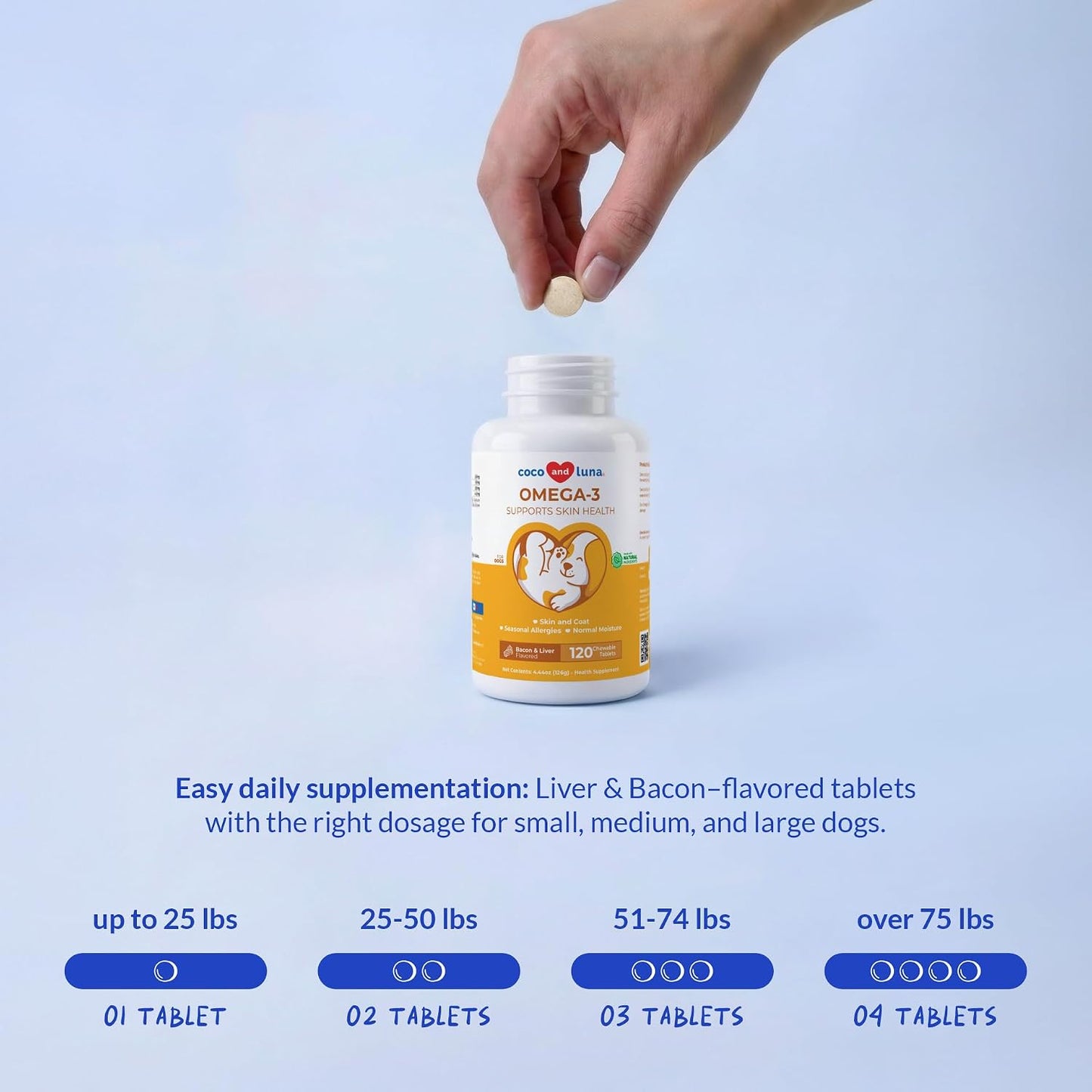 Omega 3 Fish Oil for Dogs 120 Tablets - Skin, Coat and Joint Support - görsel 6