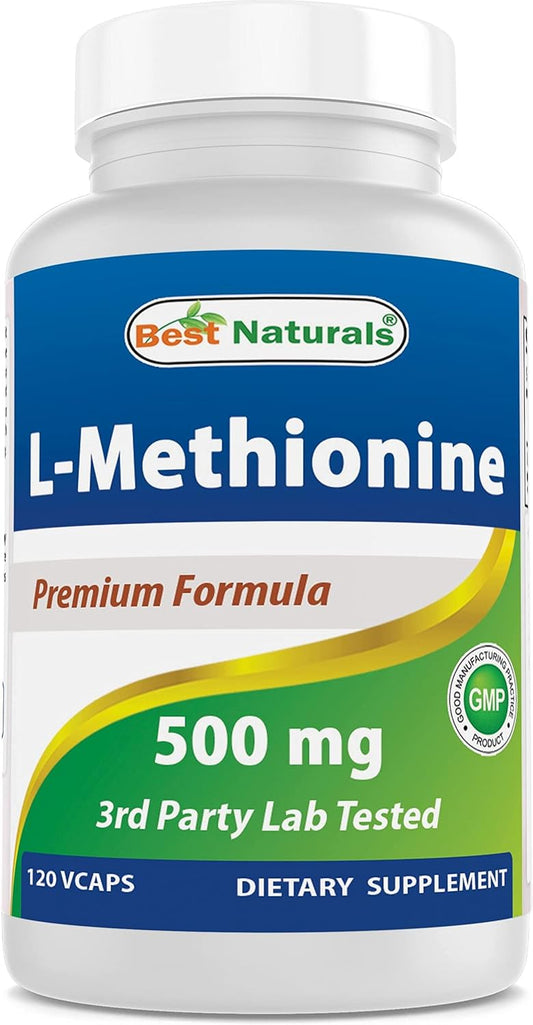 Best Naturals L-Methionine 500 mg 120 Vegan Capsules