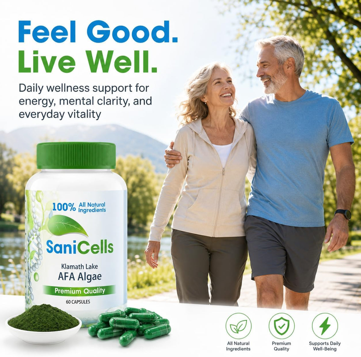 TROYA Sani Cells AFA Blue-Green Algae Capsules - Organic Superfood for Energy and Mental Clarity - görsel 3