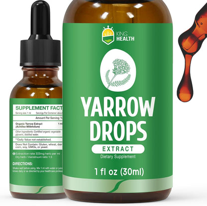 KingHealth Organic Yarrow Herb Tincture – Alcohol-Free Achillea Millefolium Extract for Women – 30 ml