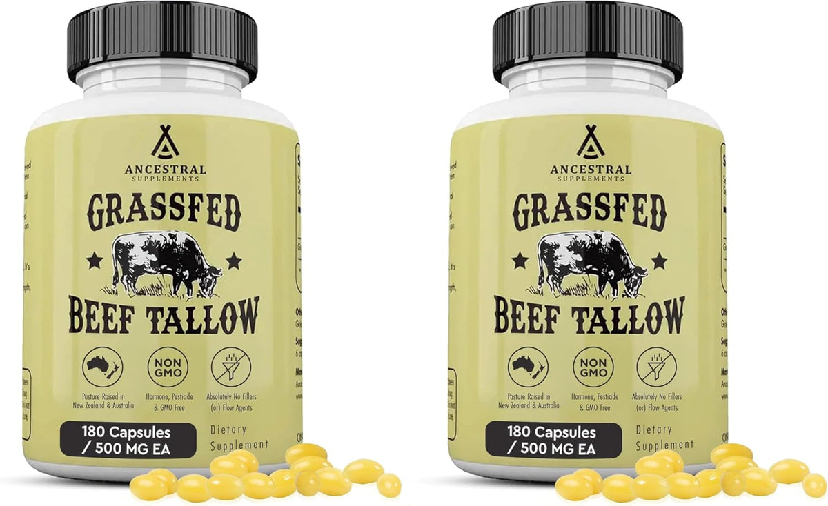 Ancestral Supplements Grass Fed Beef Tallow Capsules, 3000mg, 180 Capsules - görsel 8