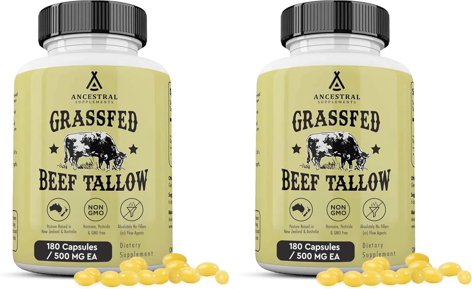 Ancestral Supplements Grass Fed Beef Tallow Capsules, 3000mg, 180 Capsules - görsel 8