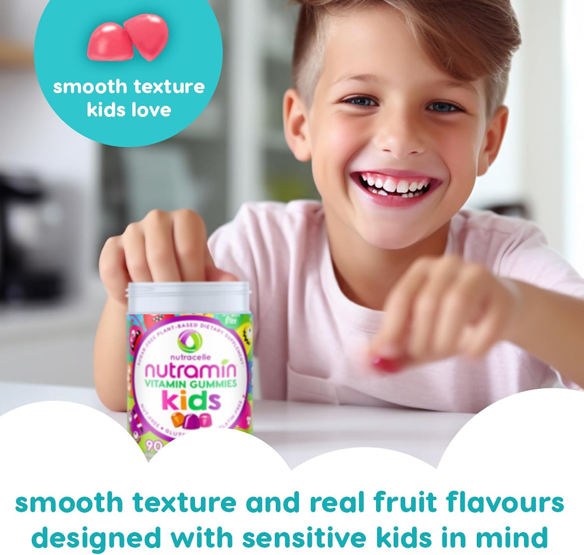 Nutracelle NUTRAMIN Sugar-Free, Allergen-Free Vegan Gummy Multivitamins for Children (90 Gummies) - görsel 9