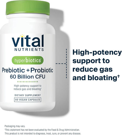 Hyperbiotics Vital Nutrients Prebiotic and Probiotic – 60 Billion CFU, 60 Vegan Capsules