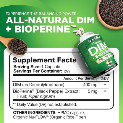 Nutrivein Premium DIM Supplement 400 mg – 120 Capsules