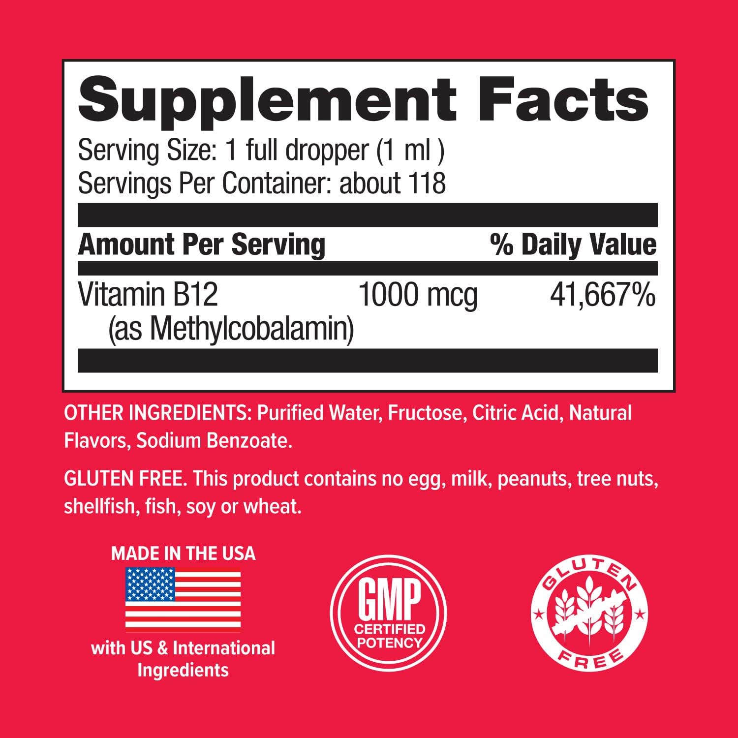 Hi-Health Liquid Vitamin B12 Drops - Methylcobalamin, Biologically Active, Natural Raspberry Flavour, 118 ml - görsel 3