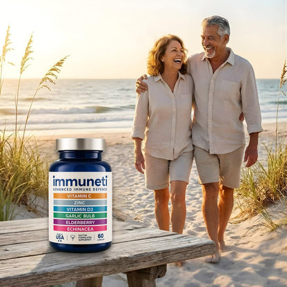 Immuneti Advanced Immune Support – 6-in-1 Daily Immunity Supplement with Vitamin C, D3, Zinc, Elderberry, Garlic & Echinacea