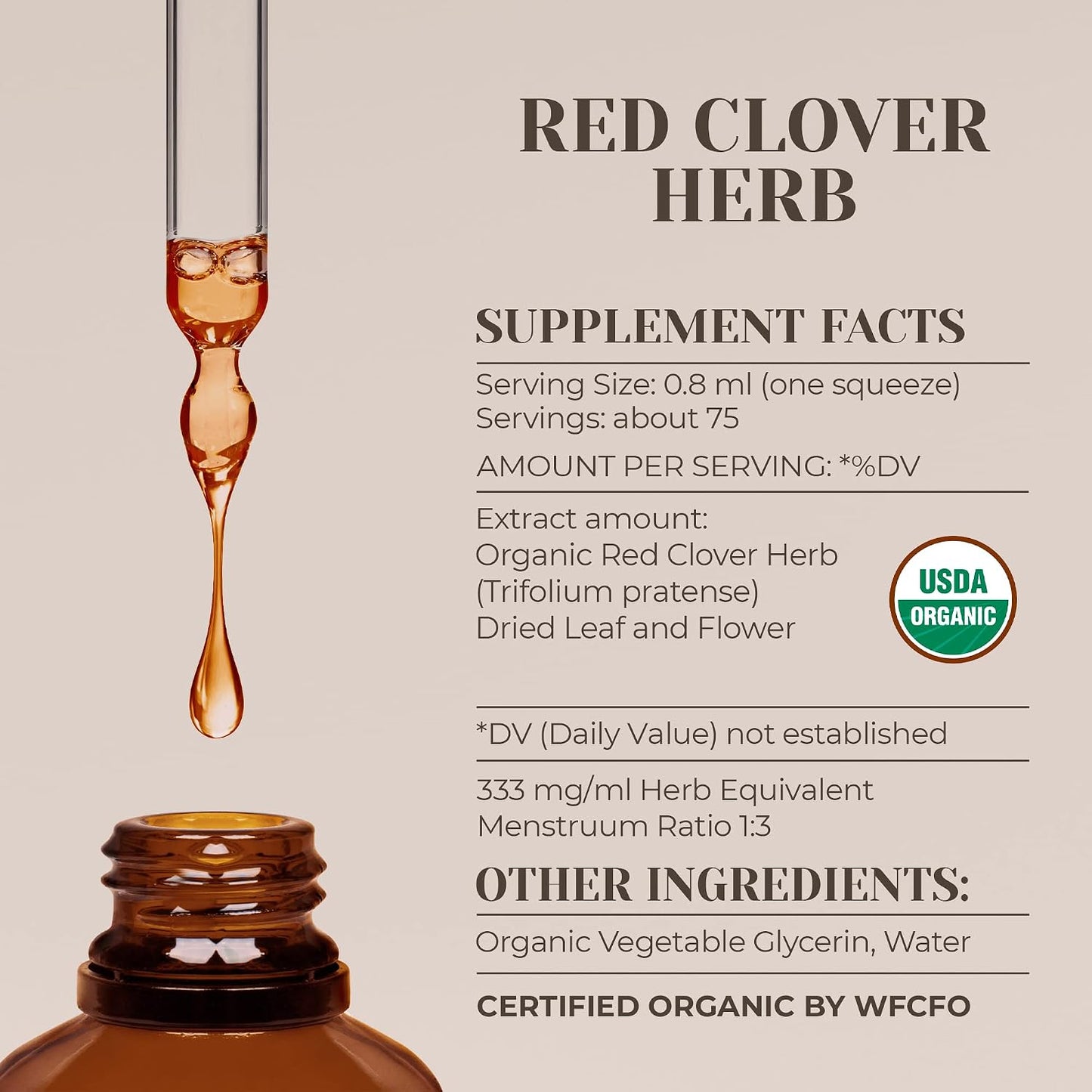 Red Clover Herb Organic Alcohol-Free Extract, 60ml - görsel 3