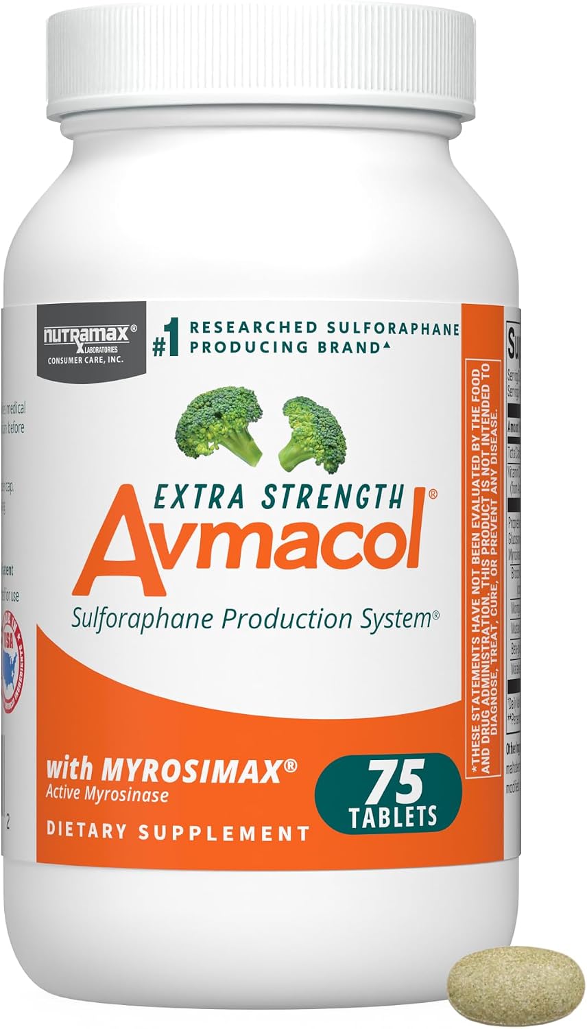 Nutramax Laboratories Avmacol Extra Strength - Sulforaphane Food Supplement for Immune and Natural Defence Support, 75 Tablets - görsel 1