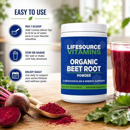 LifeSource Vitamins Beetroot Powder - Organic 283g (57 Servings)