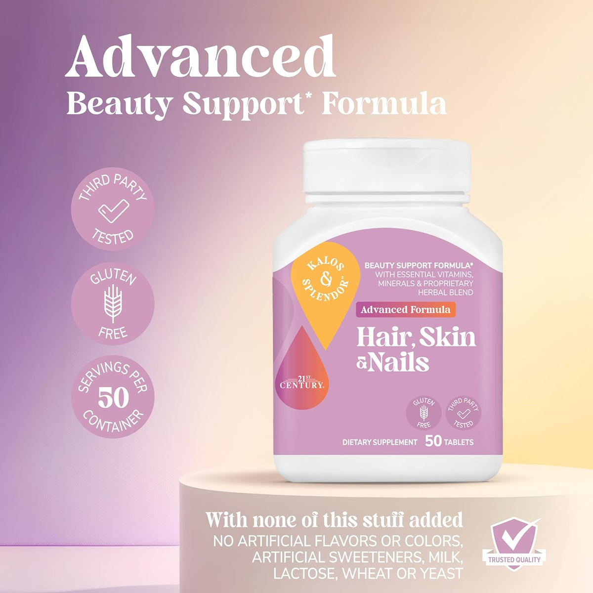 Kalos and Splendor 21st Century Hair, Skin and Nails Tablets – Advanced Formula, 50 Tablets - görsel 2