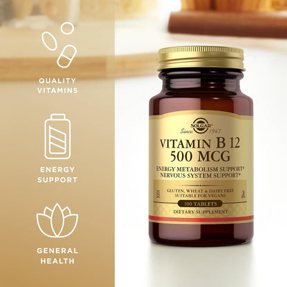Solgar Vitamin B-12 500mcg Tablets, 100 Tablets