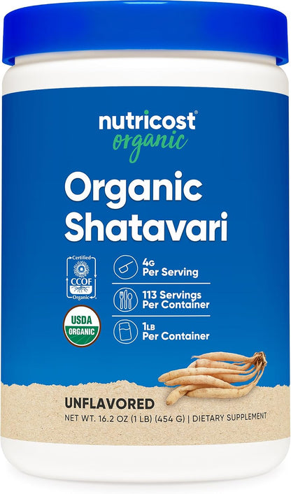 Nutricost Organic Shatavari Powder (454 g) – Certified USDA Organic, Non-GMO, Gluten-Free