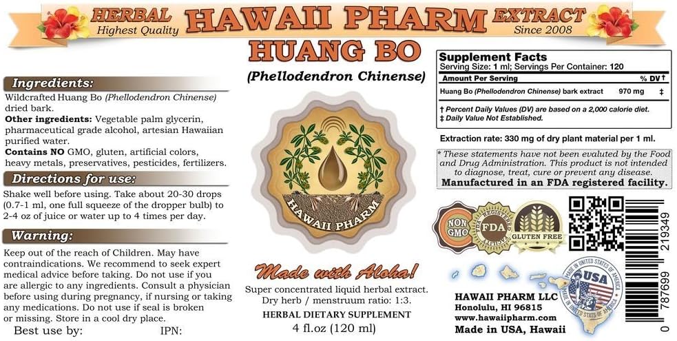 Huang Bo Tincture (Amur Cork Tree Bark) Liquid Extract - Herbal Supplement, 2x946 ml - görsel 2
