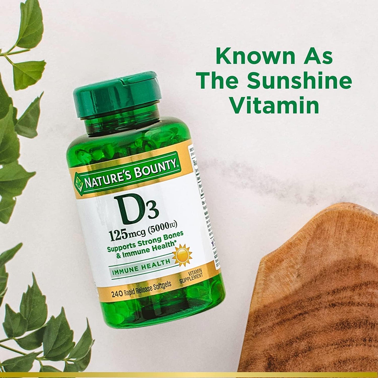 Nature's Bounty Vitamin D3, 5000 IU, Rapid Release Softgels, 240 Count (Pack of 2) - görsel 4