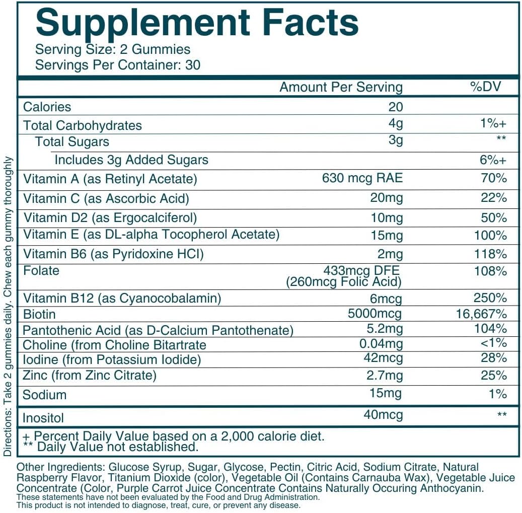 WEEM Hair, Skin and Nails Gummies - Vegan Biotin Supplements for Women and Men - görsel 6