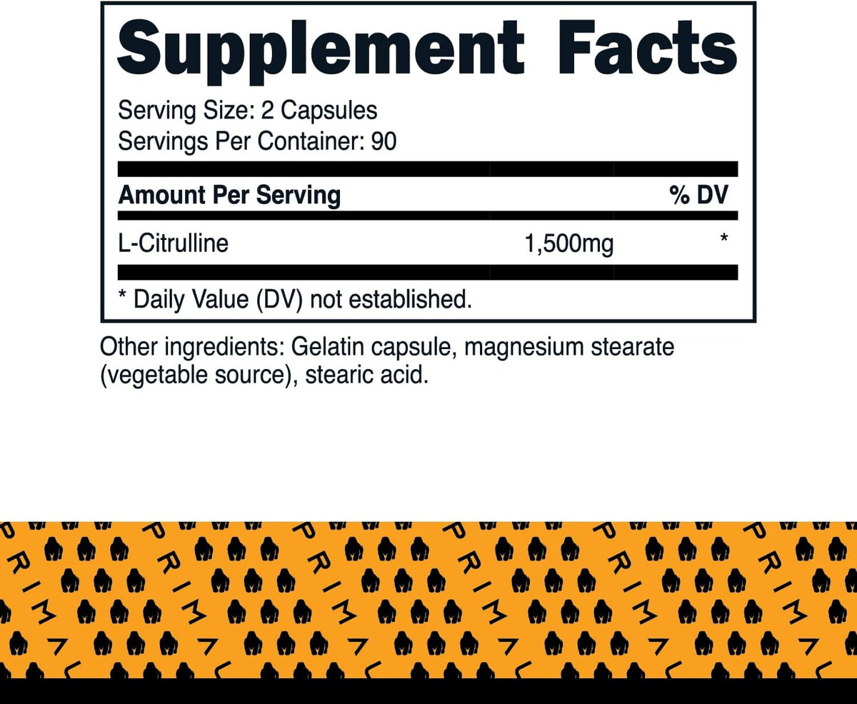 Primal L-Citrulline Capsules (180 Capsules, 1,500 mg Per Serving) - görsel 2