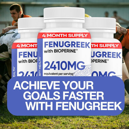 COMFY HEALTH Fenugreek Capsules - 10:1 Extract with Bioperine, 2410mg per Capsule, 120 Capsules, Vegan & Gluten-Free