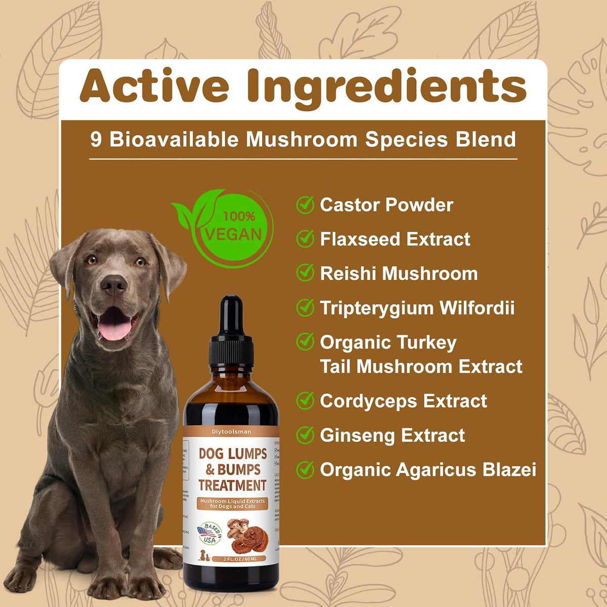 Dog Lumps and Bumps Treatment – Mushroom Supplement for Dogs – with Reishi & Turkey Tail Mushrooms, 3.52 fl oz Liquid - görsel 3