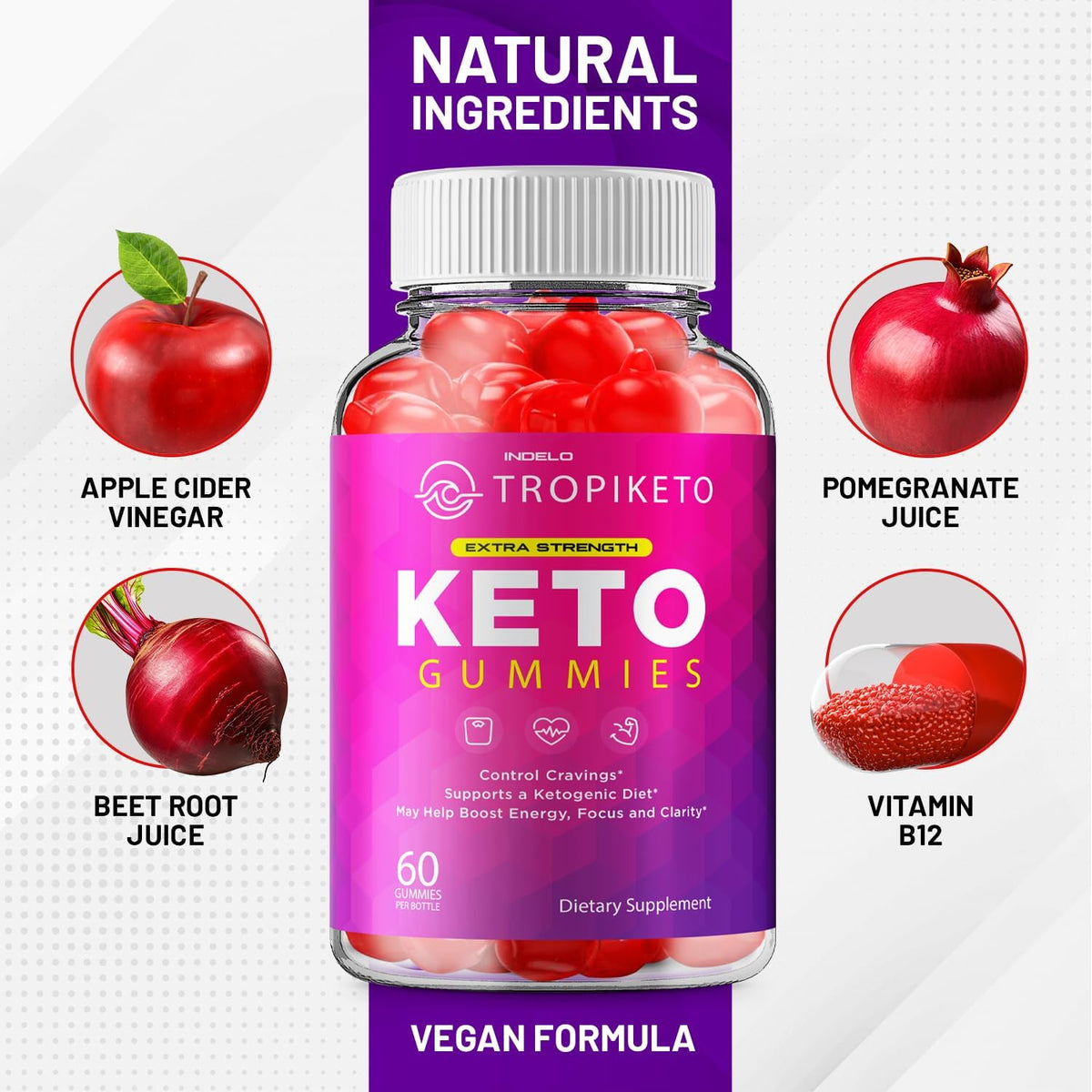 TropiKeto Keto ACV Gummies Extra Strength (3 Pack, 180 Gummies) - görsel 3