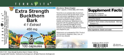 Extra Strength Buckthorn Bark 4:1 Extract – 450 mg (100 Capsules)