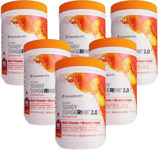 Youngevity Beyond Tangy Tangerine 2.0 Citrus Peach Fusion Multivitamin & Mineral Complex (6-Pack)