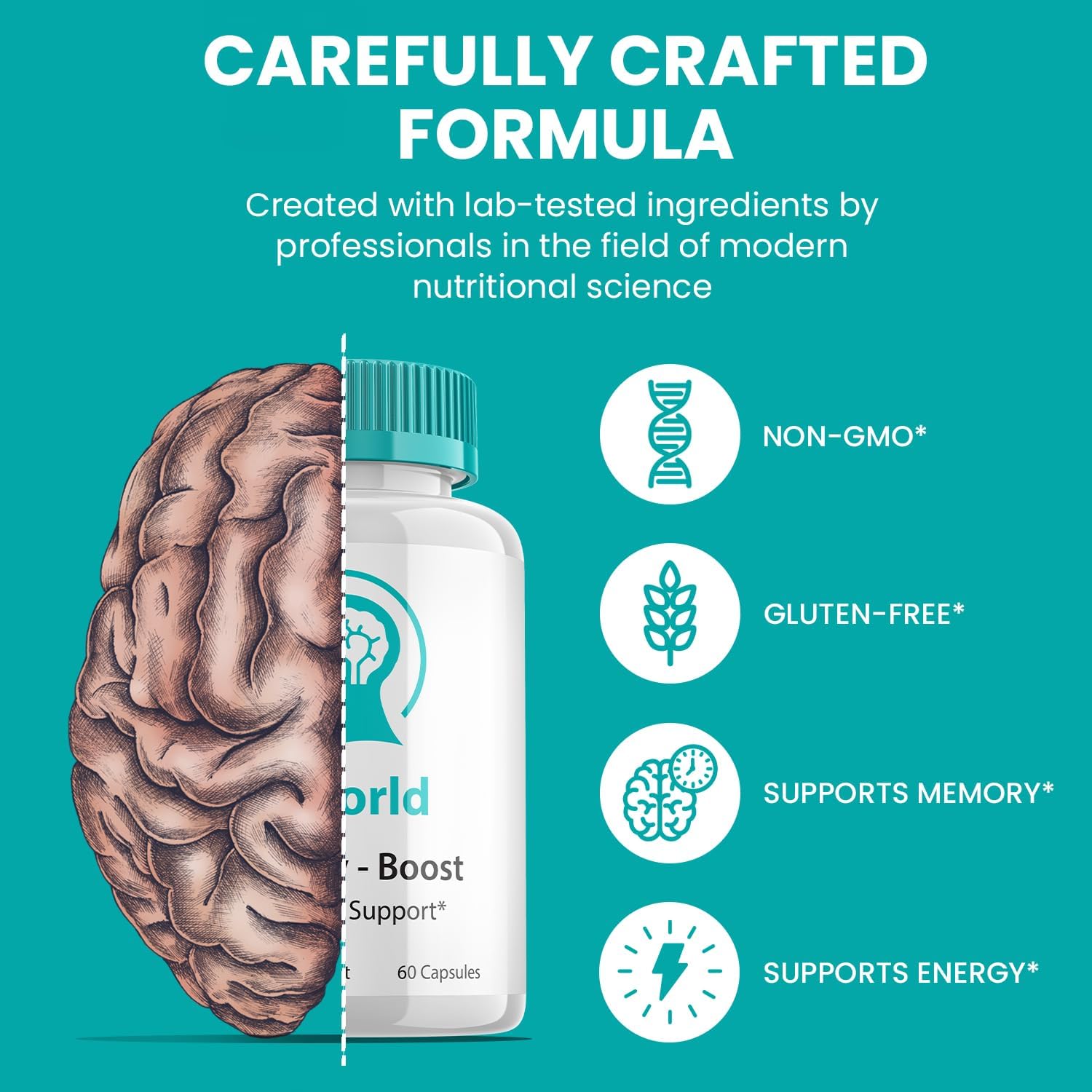 Tiworld Brain Supplement Capsules – All-Natural Maximum Strength Focus Capsules (2 Pack, 120 Capsules) - görsel 4