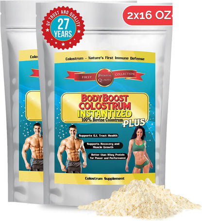 BodyBoost Colostrum Instantised Powder – 99.5% Bovine Colostrum, Immune & Gut Health Support, 2 x 454 g