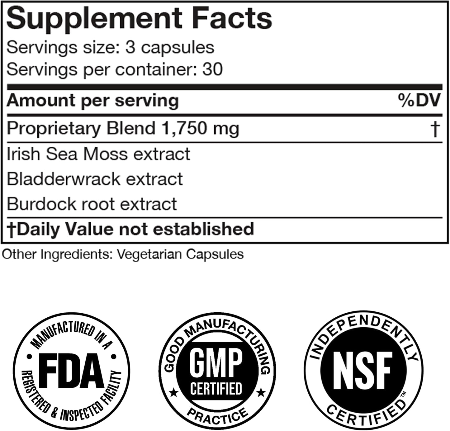 Doctor Morse's Irish Sea Moss Advanced Food Supplement – 1500mg Sea Moss Capsules with Bladderwrack and Burdock Root - görsel 7