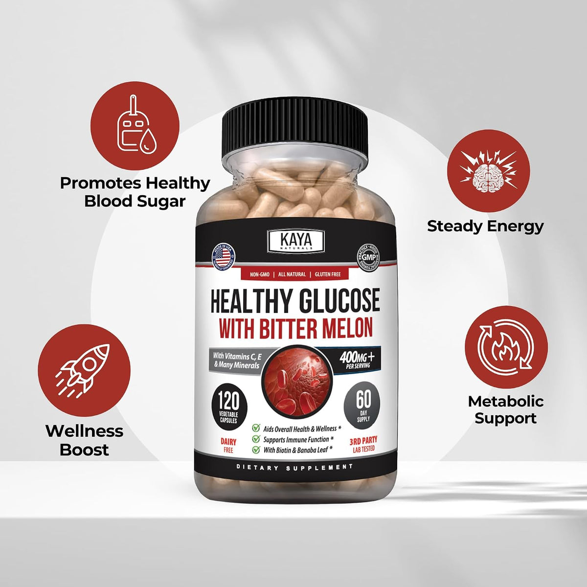 Kaya Naturals Healthy Gluco with Bittermelon Capsules - 120 - görsel 4