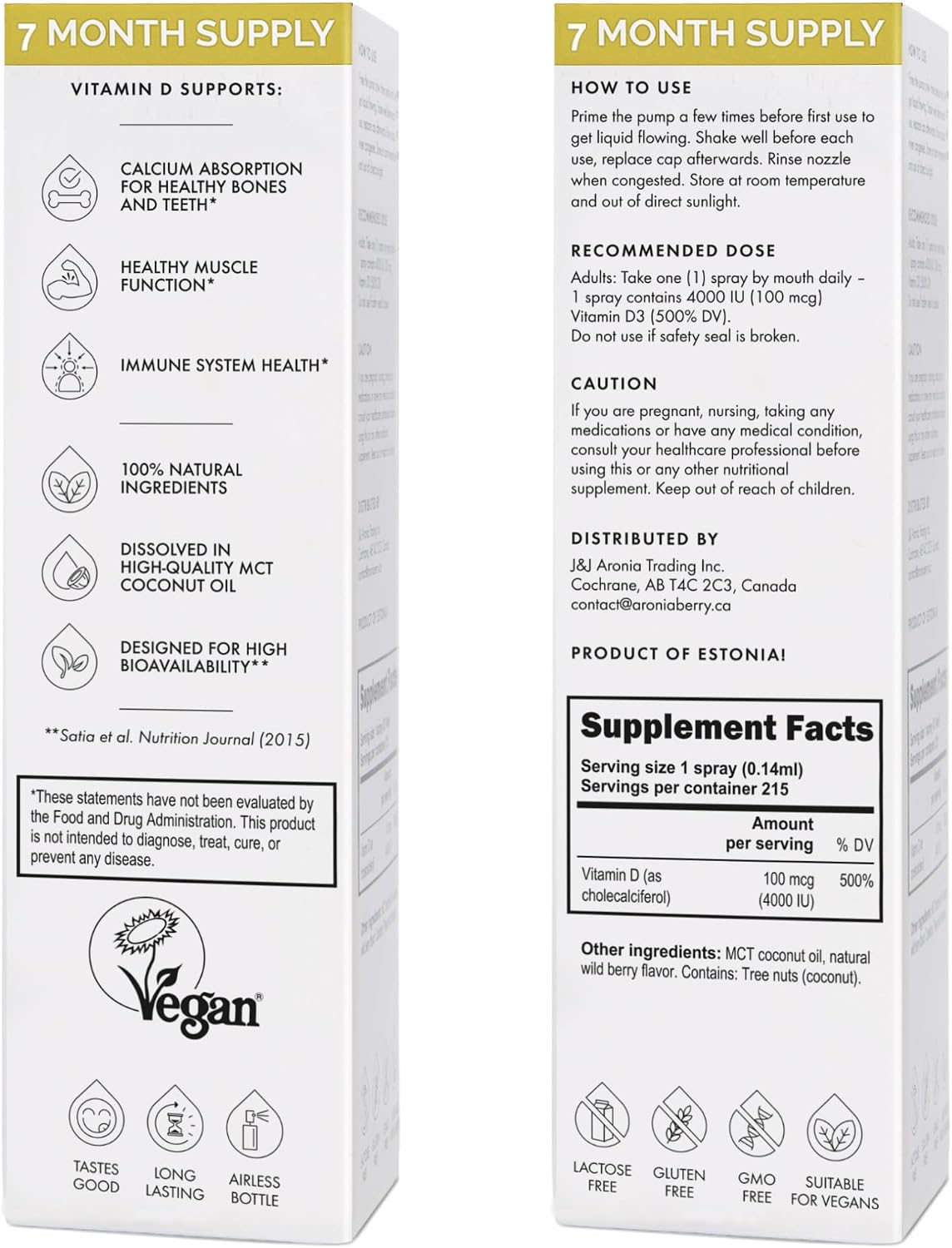 NorVita Vitamin D3 Spray 4000 IU - High Absorption Vegan Oral Spray for Bone & Immune Support (30 ml, 215 Doses) - görsel 7
