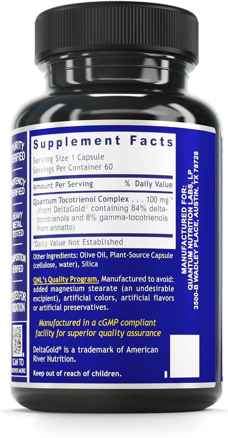 QNL Quantum Delta Tocotrienol - Vitamin E Tocotrienols Complex - Heart Health Supplement - Supports Liver & Bone Health - 60 Plant-Source Capsules - görsel 2