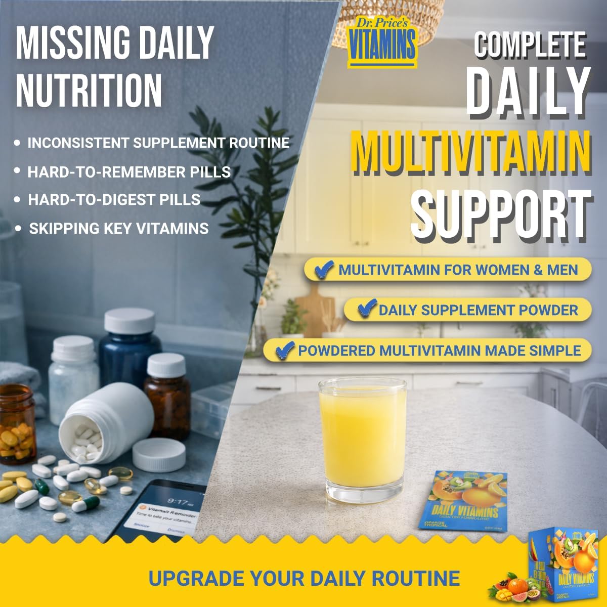 Dr. Price's Multivitamin for Women and Men | Tropical 30 Servings | Daily Supplement Powder with Vitamin C, B Complex & Minerals - görsel 4