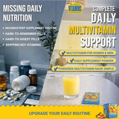 Dr. Price's Multivitamin for Women and Men | Tropical 30 Servings | Daily Supplement Powder with Vitamin C, B Complex & Minerals