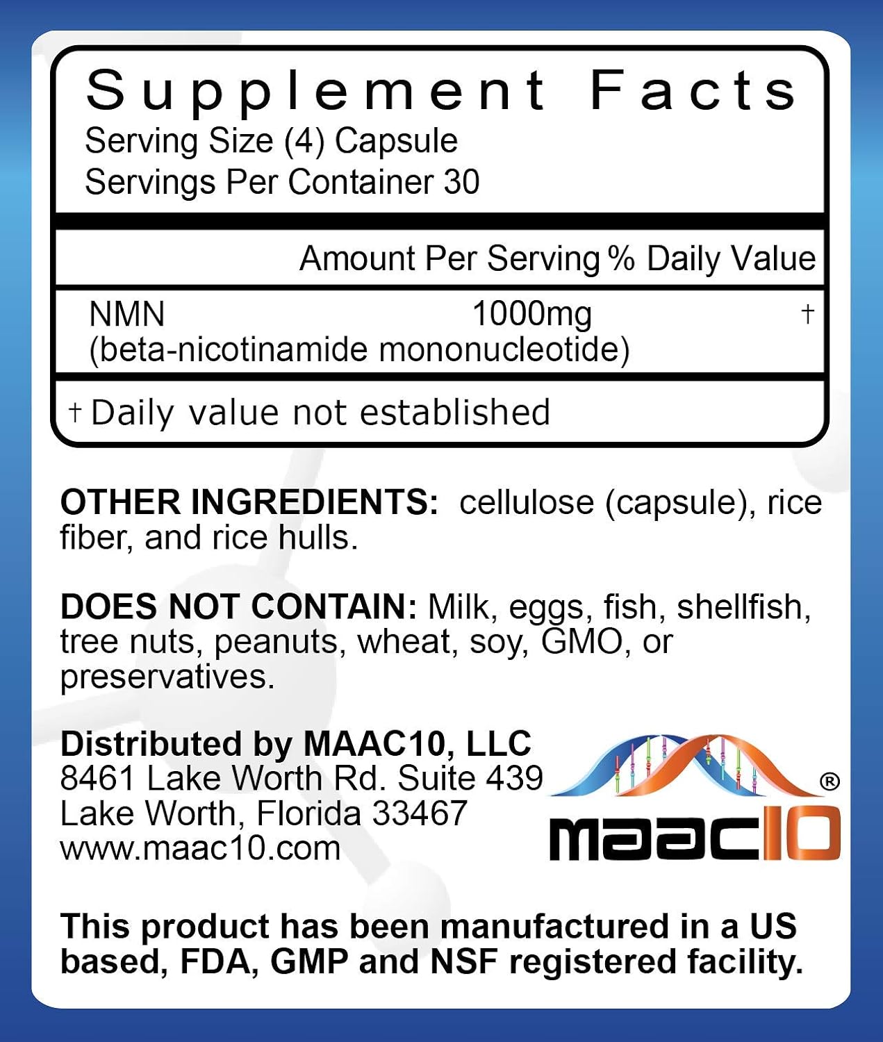 MAAC10 NMN Supplement 1000mg Pure Nicotinamide Mononucleotide - görsel 2