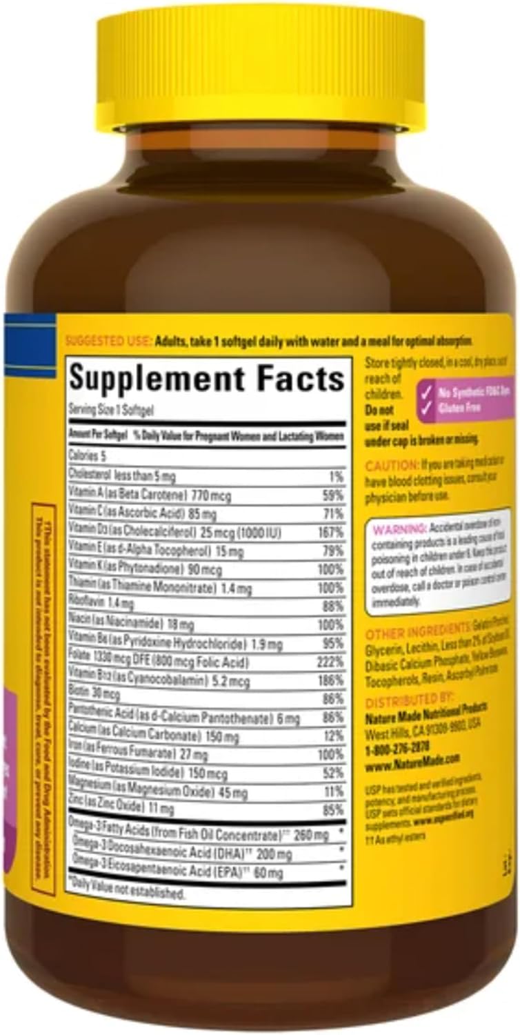Nature Made Prenatal + DHA 200 mg Softgels, 150 Count - görsel 2