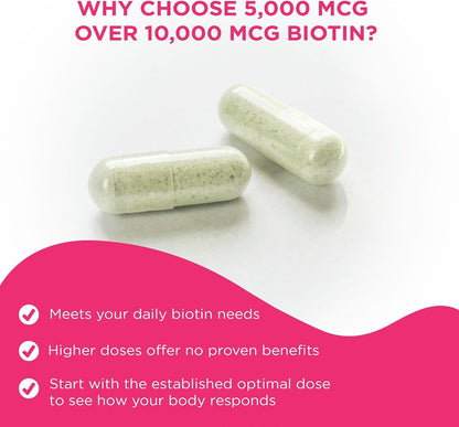 Vital Vitamins Biotin Complex Pills - with Hyaluronic Acid, MSM, Collagen, & Vitamin C - Supplement for Hair, Skin, & Nails - 60 Capsules