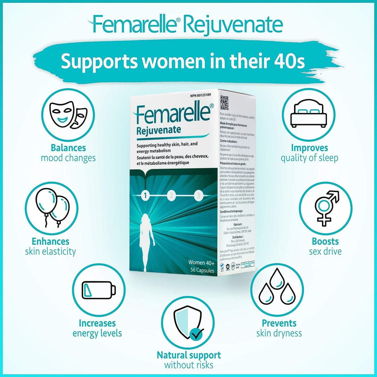 Femarelle Rejuvenate – Perimenopause Supplement – Hormone-Free with DT56a, Flaxseed, Biotin & Vitamin B2 – 56 Capsules - görsel 2