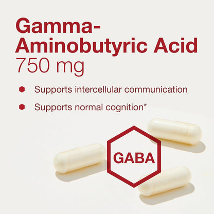 Protocol for Life Balance GABA 750mg - Cognitive Function Support - 120 Vegan Capsules