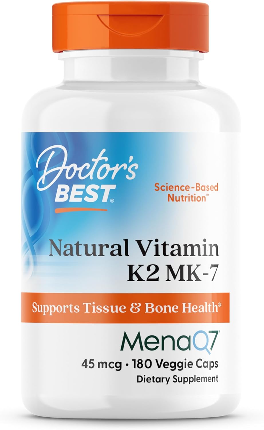 Doctor's Best Natural Vitamin K2 MK7 Food Supplement with MenaQ7 – 45 mcg, 180 Vegan Capsules - görsel 1