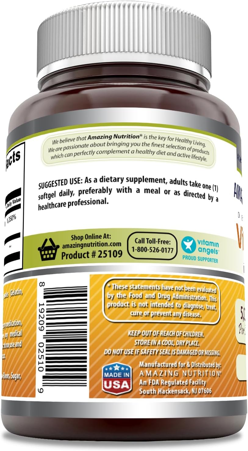 Amazing Formulae Vitamin D3 5000 IU with Olive Oil Softgels, 180 Count - görsel 2
