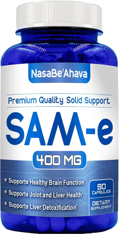 SAM-E Supplement 400mg | Easy Absorption S-Adenosyl-L-Methionine SAM-e for Joint and Mood Support | Non-GMO and Gluten-free | 90 Day Supply